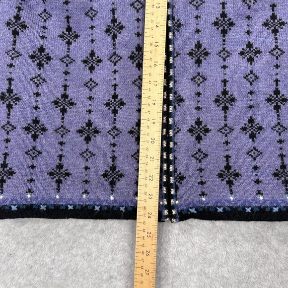 Icelandic Design Sweater M Womens Purple Pure Wool Jacket Scandinavian Floral - Picture 4 of 14